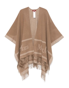 Пончо с бахромой, коричневый Max mara