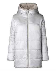 Стеганая шуба из искусственного меха с капюшоном, серый Save the duck