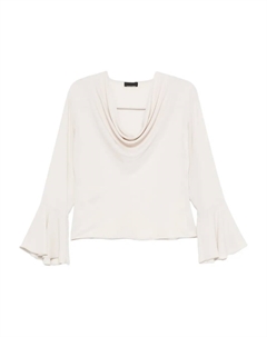 Блузка с рукавами-колокольчиками и воротником-хомут, нейтральный Liu jo