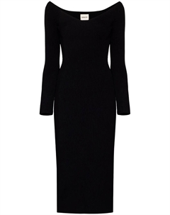 Платье миди Pia в рубчик, черный Khaite