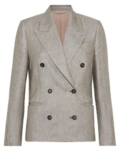 Меланжевый блейзер с декором Monili, коричневый Brunello cucinelli