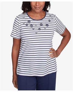 Женский топ Catalina Island с текстурным цветочным принтом и фольгированными деталями, коричневый/бежевый Alfred dunner