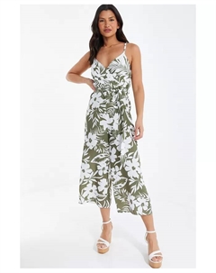 Женский тропический комбинезон-кюлоты, зеленый Quiz