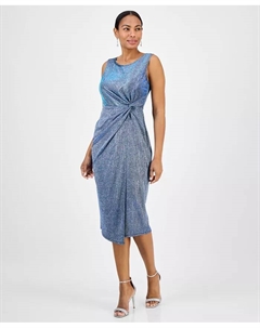 Женское платье без рукавов с металлическим отливом и асимметричным подворотом, синий Connected