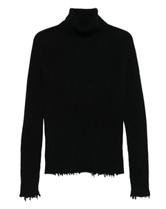 Свитер в рубчик с бахромой, черный Uma wang