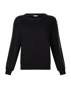 Толстовка с круглым вырезом, украшенная стразами, черный Liu jo