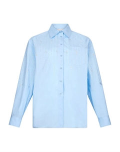 Рубашка с классическим воротником, украшенная драгоценными камнями, синий Liu jo