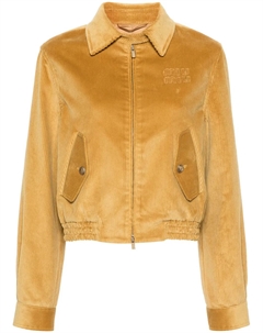 Вельветовый бомбер с логотипом, желтый Miu miu