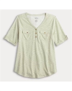 Женская удлинённая рубашка с длинным рукавом и налокотниками, цвет red ornate tile Croft & barrow