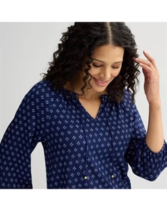 Женская блуза с рукавом 3/4 в народном стиле, цвет black linework floral Croft & barrow