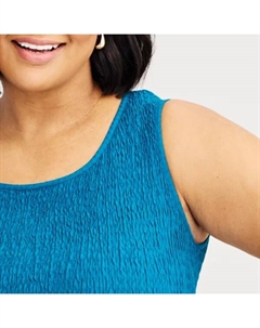 Платье миди с присборенным лифом больших размеров, цвет white blue tile block Croft & barrow