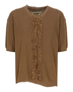 Ребристый топ с бахромой, коричневый Uma wang