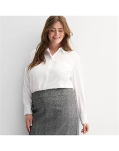 Просторная рубашка с запахом и пуговицами Plus size, цвет coral abstract flora Nine west