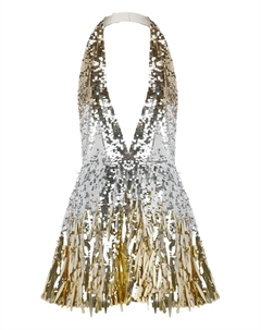 Платье мини с пайетками и вырезом халтер Retrofete, золотой