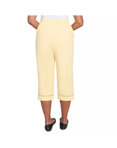 Женские брюки-капри с отделкой в горошек, цвет lemon Alfred dunner