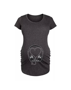 Футболка с наушниками для беременных и шнуром в форме сердца, серый Unbranded