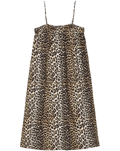 Платье миди с леопардовым принтом, черный Ganni