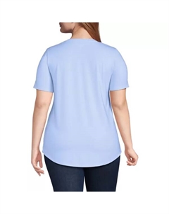 Футболка-туника большого размера с короткими рукавами и круглым вырезом, цвет soft sky blue Lands' end