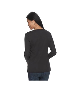 Миниатюрная базовая блузка с длинным рукавом и v-образным вырезом, цвет red medallion Croft & barrow