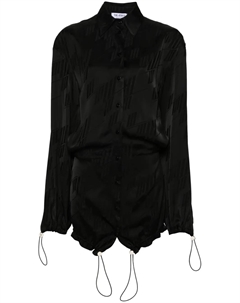 Атласное платье мини с жаккардовым логотипом, черный The attico