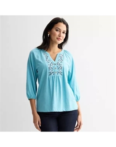 Женская вышитая кофточка-хенли, цвет be you blue Croft & barrow