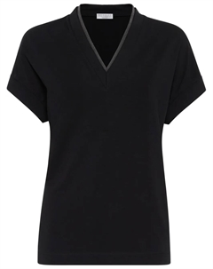 Топ с декорированным вырезом, черный Brunello cucinelli