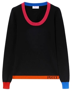 Джемпер в стиле колор-блок, черный Pucci