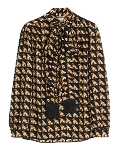 Блузка с бантом и принтом, черный Valentino garavani