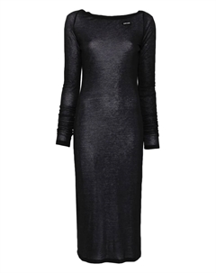 Платье миди с нашивкой-логотипом, черный Miu miu