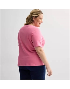 Плюс сайз топ с разрезом на шее и помпонами, цвет felix navy Croft & barrow