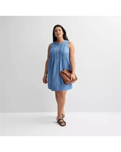 Платье больших размеров с защипами, цвет medium blue stripe Sonoma goods for life