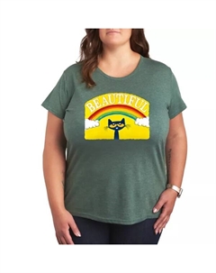 Плюс красивая футболка с рисунком радуги с котом Питом, зеленый Licensed character