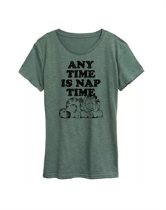 Женская футболка с графическим рисунком "Гарфилд спит", зеленый Licensed character