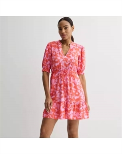 Женское платье с воротником-стойкой и завязкой на талии, цвет vivid pink floral Sonoma goods for life