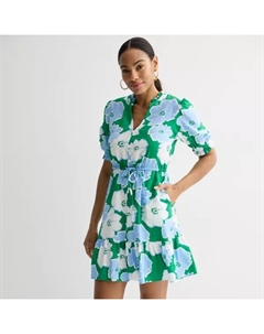 Женское платье с воротником-стойкой и завязкой на талии, цвет green peri floral Sonoma goods for life