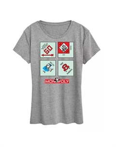 Футболка с принтом угловых клеток Monopoly для женщин, серый Hasbro