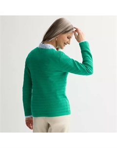 Женский фактурный свитер с круглым вырезом и кокеткой, цвет fresh blue Croft & barrow