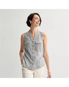 Женский топ с Y-образным вырезом, цвет black dash geo Croft & barrow