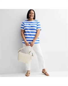 Футболка большого размера с пуговицами на плече, цвет coastal scene Croft & barrow