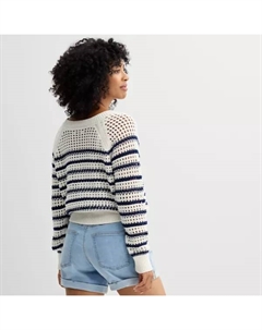 Женский ажурный пуловер, цвет ivory red stripe Sonoma goods for life