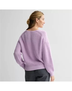 Женский свитер с V-образным вырезом и комбинированной вязкой, цвет pink theme Sonoma goods for life