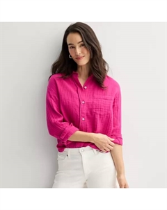 Женская рубашка на пуговицах в стиле бойфренда, цвет gia magenta Sonoma goods for life