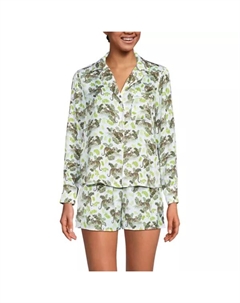 Женский пижамный комплект из 2 предметов: верх и шорты, цвет white leopards Lands' end