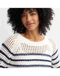 Женский ажурный пуловер, цвет ivory navy stripe Sonoma goods for life