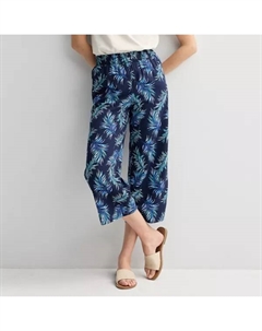 Женские укороченные льняные брюки на пуговицах без застёжки, цвет navy fun palm Croft & barrow