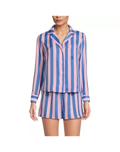 Женский пижамный комплект из 2 предметов: верх и шорты, цвет rose pink brisk blue Lands' end