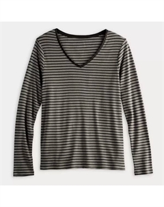 Женская базовая футболка с длинным рукавом и V-образным вырезом, цвет cream chic paisley Croft & barrow