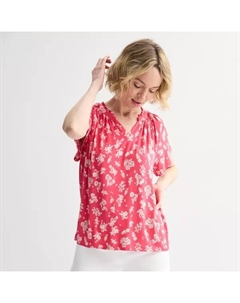 Женская блузка с регланом и сборкой, цвет coral playful floral Croft & barrow