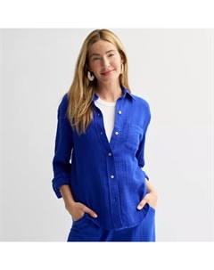 Женская рубашка на пуговицах в стиле бойфренда, цвет cobaltampanula Sonoma goods for life