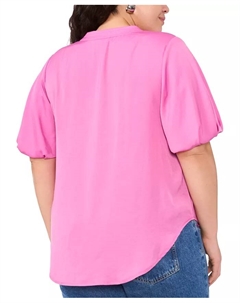 Топ с разрезом на шее и рукавами-фонариками Plus Size, фиолетовый Vince camuto